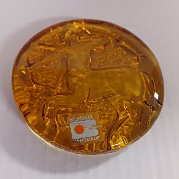 Blenko Zodiac Sagittarius Amber Paperweight - Picture 2 of 3